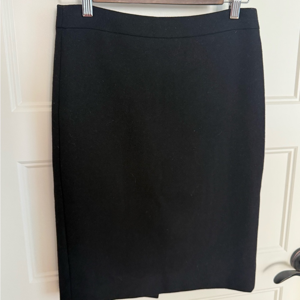 J. Crew Classic Black Wool Pencil Skirt